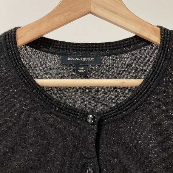 Banana Republic Cardigan in Black and Metallic with Jewelled Shaped Buttons - Picture 4 of 6
